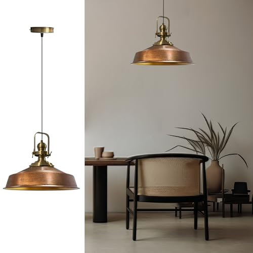 bamyum Asletl Küchenlampe Industrial Metall Ø41cm, Küchenlampen Hängend Vintage, Hängelampe Esstisch, Pendelleuchte Kupferfabre, Wohnzimmerlampe Hängend, Pendelleuchte Esstisch Vintage