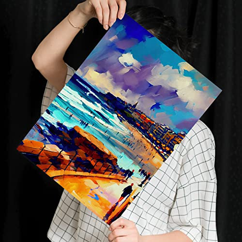 Nacnic Poster Bondi Beach im Ölgemälde Stil. Illustrationen von Denkmälern und Städten im fotografischen Vollfarbstil. Innenarchitektur und Dekoration. A3.