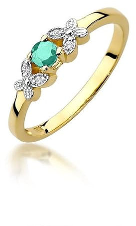 Damen Ring 585 14k Gold Gelbgold echt Smaragd Edelstein Diamanten Brillanten