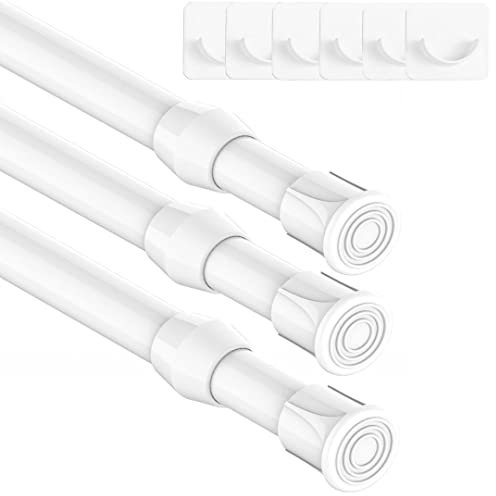 3 Stücks Teleskopstange zum Klemmen, Klemmstange für Gardinen, Spannstange ohne Bohren, Ausziehbar Vorhangstange für Schrank Küche Schrank - Weiß,51-80CM(Durchmesser 13mm)