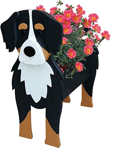 HLASMSPE Berner Sennenhund Pflanzgefäß, Blumentopf für Gartendekoration, kleine Welpen, Geschenke für Frauen, Hundeform, Pflanzenbehälter, Aufbewahrungsbox, 34 x 24 cm