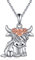 VONALA Hochland Kuh Halskette Sterling Silber Schottland Kuh Anhänger Kette Tier Schmuck Geburtstag Geschenke für Damen Frauen Mädchen