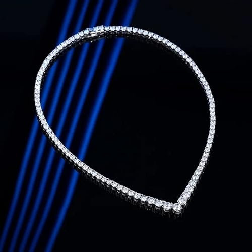 OBCPD Full Moissanite Tennis Necklace for Women Wedding Sparkling Jewelry S925 Sterling Silver Chain