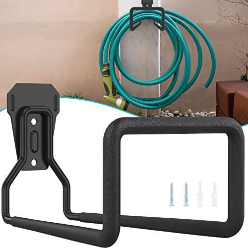 Garden Hose Pipe Hanger 7.7x5.3inch Wall Mounted Cable Tidy Storage Bracket Shed Hose Reel Holder Metal Hosepipe Stand Hooks with Screws for Water Hose Cords (2pack)