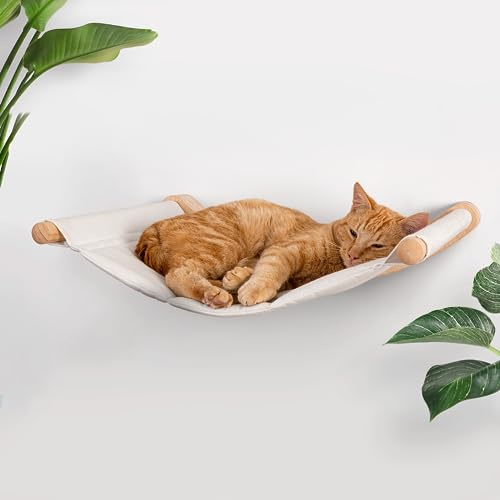 7 Ruby Road Cat Wall Hammock for Large Cats, Cat Wall Bed | A space-saving wall mounted cat bed with a washable, replaceable cushion that holds big cats up to 35 lbs