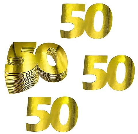 Oblique Unique® 25 Stück XXL Konfetti Zahl 50 Tischdeko Streudeko zur Verzierung Dekoration für Goldene Hochzeit 50. Geburtstag Jubiläum Party zum Basteln
