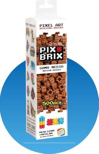 Cefa Toys Pix Brix Pixel Art, Bauspielzeug horizontal, vertikal und diagonal, schafft Mosaike, 2D- und 3D-Figuren, 500 braune Teile, kompatibel mit Anderen Marken, Kinder ab 6 Jahren.