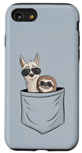 Hülle für iPhone SE (2020) / 7 / 8 Funky Faultier & Hipster Lama mit Sonnenbrille
