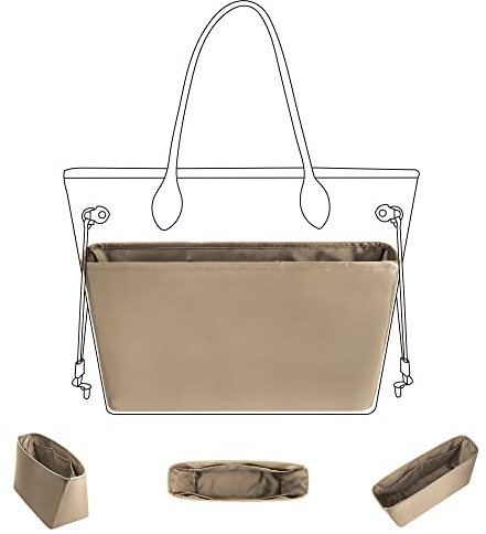 DGAZ Tasche Organizer Zubehör, Seide Handtasche Innentasche für Neverfull-BB/PM/MM/GM Taschen, Luxus Bag in Bag Insert für Damenhandtasche (Trench, Neverfull BB)