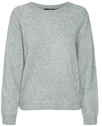 VERO MODA Damen VMDOFFYSHINE LS O-Neck Blouse REP NOOS Strickpullover, Balsam Green/Detail:W. Silver Lurex, Medium