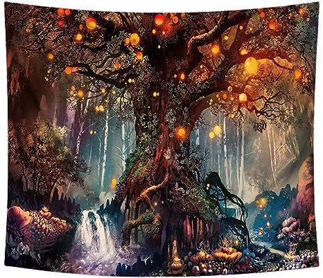 TNSRAY Baum des Lebens Wandteppich, Baum des Lebens Tapisserie, Wandteppich Psychedelic Wald Wanddeko für Schlafzimmer Wohnzimmer Wohnheim,Wandteppich Baum des Lebens Wandtuch Lebensbaum (150 x 100cm)