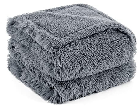 BEDSURE wasserdichte Hundedecke für große Hunde - 127 x 152 cm Langer Plüsch Hundedecke waschbar, Haustier Decke flauschig und weich, Schutzdecke Hundesofa, Grau