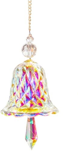 Kristall Sonnenfänger Glocke Anhänger, Fenster Hängende Glas Windspiel Anhänger mit Geschenkbox für Weihnachten Kronleuchter Dekor (1 Stück Farbe)
