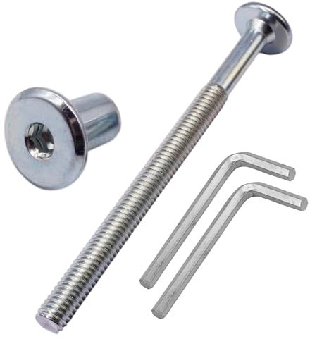 SKIR'CO (60 pezzi) Bulloni per connettori di giunzione in acciaio zincato M6 x 80 mm con dadi, bulloni per connettori per mobili