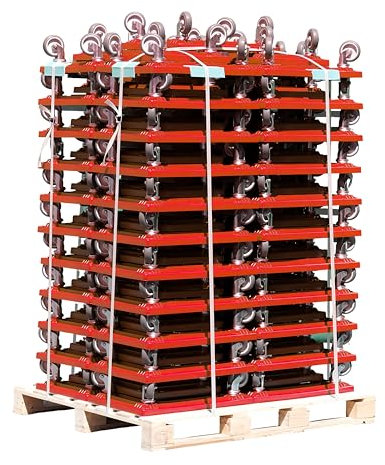 Palette Transportroller für Kisten 60 x 40 cm mit 4 Lenkrollen - 77 Stück in rot