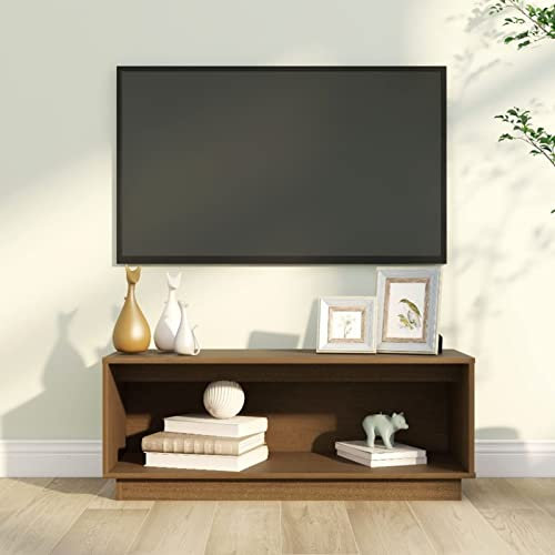 Bulliing TV-Schrank Honigbraun 90x35x35 cm Massivholz Kiefer Furniture Lowboard Unterschrank Fernsehschrank TV Board