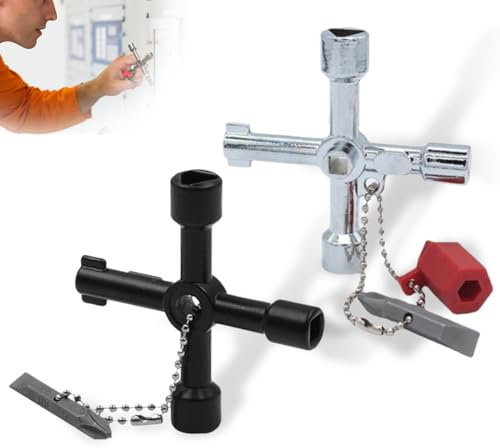 2 Pièces Multifonction Triangle Clé,4 Voies Clé Triangle Universelle Clé pour Armoire de Commande,Clés,Clé Triangle Poubelle,Clé Universelle en Croix pour Ascenseurs,Armoires Electriques,Vannes