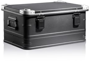 GUARDIQUE AluVault 047L – Alubox mit Deckel, Aluminium Aufbewahrungsbox, Alukiste, Spritzwassergeschützt, Staubdicht, Stapelbar - Transportbox mit Federgriffen für Werkzeug und Ausrüstung, Schwarz