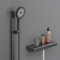 EMKE Colonna Doccia, con Ripiano, Set Doccia con Doccetta e Beccuccio Inferiore, Design Minimalista, 3 Tipi di Getto, Controllo Intelligente della Temperatura, Antracite Opaco