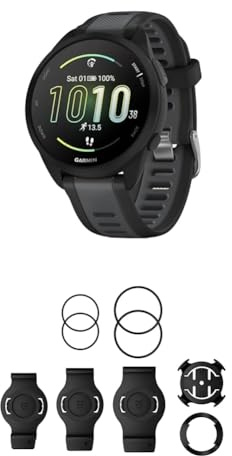 Garmin Forerunner 165, Easy to Use Lightweight GPS Running Smartwatch, Black & QuickFit Bicycle Mount