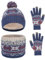 Waylipun Kinder Wintermütze Schal Handschuhe Set, 3 in 1 Warm Winte Strickmütze Kinder Mütze Set mit Plüsch Innenfutter für 2-7 Jahre Kinder Jungen Mädchen (Klein Blau)