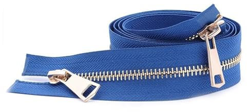 120 cm 5# cerniere in metallo dorato doppi cursori aperti per cucire piumino giacca cappotto cerniera abbigliamento accessori da cucito,Blu,120cm