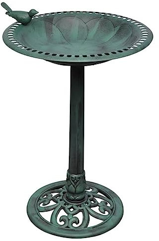 Myheimly Vogelbad mit Deko-Vogel Vogel Tränke Bad, Vogeltränke Stehend für Gatren Balkon Terrasse, Wasserschale Vogelbecken Gartendeko