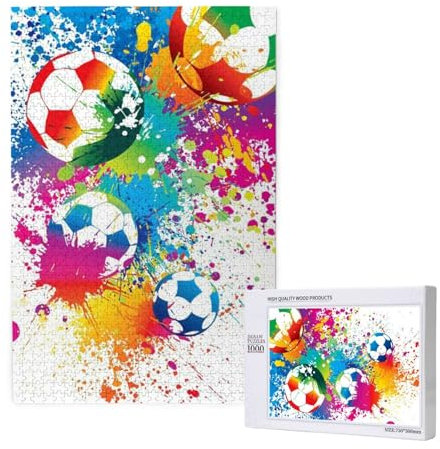 Jigsaw Puzzles for Adults 1000 Piece Jigsaw Puzzles for Adults,Jigsaw Puzzle 1000 Pieces for Adults Challenging Puzzle Games Colored Splashes All Over The Soccer,19.7x29.5in