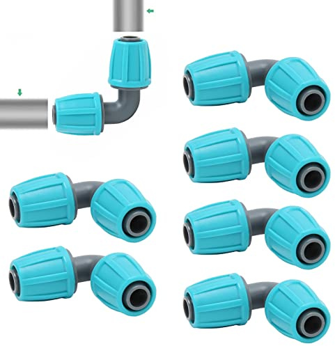 10 PZ 16mm Gomito per Tubo Flessibile da 90 Gradi, Tubo a Goccia per Gocciolamento Blocco Connettore Spinato Giunto in Pe per Raccordo per Irrigazione a Goccia Agricola da Giardino