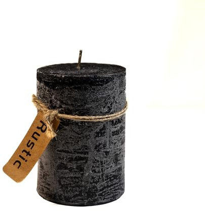 DARO DEKO Kerze Rustic schwarz Ø 7cm x 10cm Stumpenkerze dekorative Haushaltskerze Unparfürmiert