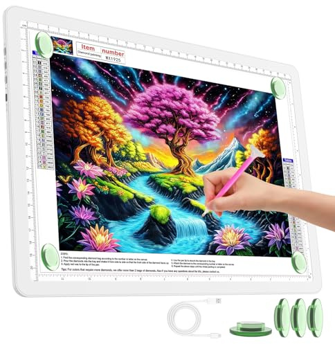 TOHETO Blocco luminoso ricaricabile A4 per pittura a diamante, scatola luminosa ultra luminosa per disegnare, lightbox wireless per tracciare e disegnare, lavagna luminosa senza fili per disegnare e