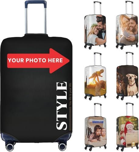 Personalisierte Reisekoffer-Schutz - Gestalten Sie Ihre eigene individuelle Gepäckhülle - Füge Dein eigenes Foto, Namen, Text hinzu - Doppelseitig Designs -Personalisierte Geschenke-18-32 Zoll