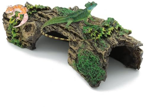 CHAOTEMAI Aquarium Deko 14cm*6cm*5.5cm Terrarium Deko HöHle Aquarium Cave Dekoration Mit GrüN Gras FüR Fische Garnelen Verstecken Harz Zubehör Harz Höhle Mountain View