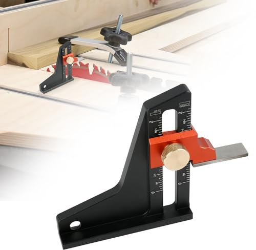 SYWAN Table Saw Height Gauge, Woodworking Height Gauge in Inches Depth Gauge Woodworking Router Height Adjuster Table Saw Accessories for Wood Working, Aluminum Alloy