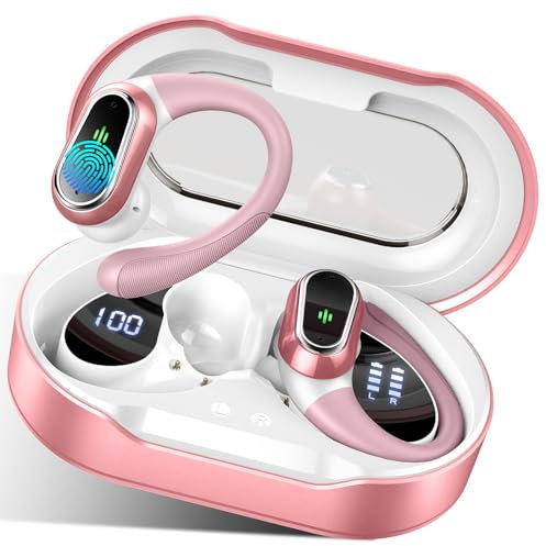 Wireless Earbuds, Bluetooth 5.3 Headphones Sport with 4 ENC Noise Cancelling Mic, 50H Wireless Earphones HiFi Stereo Deep Bass, IP7 Waterproof, Wireless Headphones with Earhooks for Sport/Gym/Running