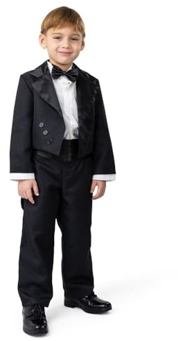 Dress Up America Butler Costume for Kids - Black Tuxedo Costume Set - Boys Tailcoat Tuxedo Costume