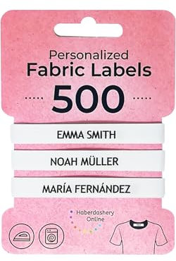 500 Personalized Iron-On Fabric Labels - Custom Name Tags for Clothing, School Uniforms, Elderly Garments - Durable, Washable, Eco-Friendly - 2.4x0.4 Inches