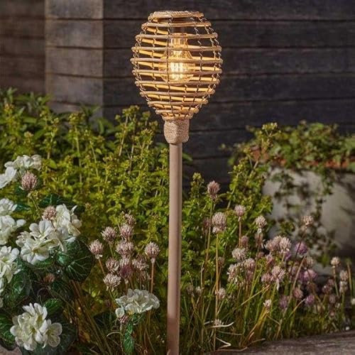 Garden Mile Set of 4 70cm Rattan Solar Lights Outdoor Garden Waterproof Tall Solar Stake Lights Outdoor Light for Pathway Lighting Ideal for Patio Yard Flowerbeds Driveway
