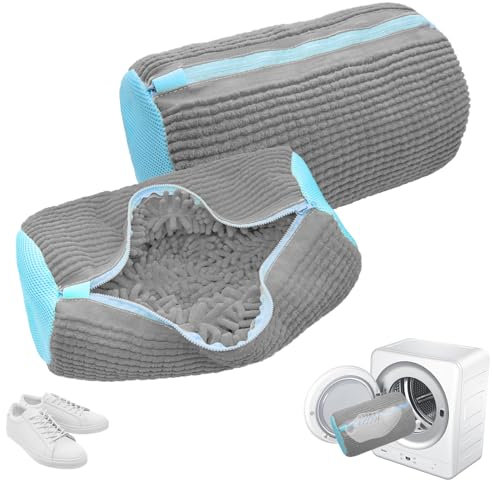YAMAIDUO 2 Piezas Bolsas para Lavar Zapatillas en Lavadora, Reutilizable Malla 360° Bolsa Lavadora Zapatillas con Cremallera, Funda para Lavar Zapatos en Lavadora para Todo Tipo de Calzado, Gris