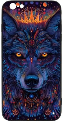 CRIVOTA For iPhone 6/6S Case - All-new Black Wolf Design, Glass Back + TPU Inner Shell, Extreme Slimness, Military-Grade Dual Protection, Cell Phone Cases for Boys Girls