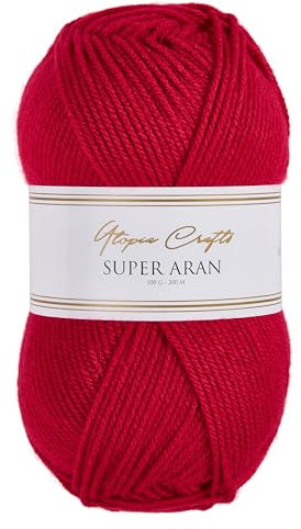 Utopia Crafts Super Aran - Filato per lavori a maglia e uncinetto, 100 g, colore: rosso scuro