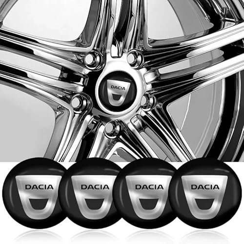 FUWUDI 4 Pcs Wheel Center Cap Sticker for Dacia Duster Logan MCV Sandero Stepway Dokker 60mm, Wheel Trim Sticker, Badge Emblem Decal, Hub Caps Wheel Stickers, Stickers for Hub Caps