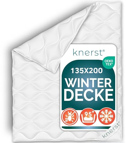 KNERST Mikrofaser Winterdecke 135x200, extra warm, atmungsaktiv Made in EU | Extra warmes Schlafklima, weiche Mikrofaserfüllung, atmungsaktiv, temperaturausgleichend, waschbar, allergikergeeignet