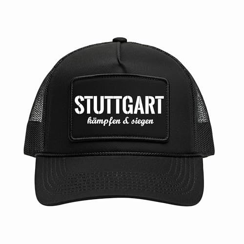 Stuttgart Kämpfen & Siegen Cap | Basecap mit Frontschrift – Verstellbare Schirmmütze für Fußballfans Ultras & Schwaben aus Baden-Württemberg – Schwarz Mütze | M3 Schwarz