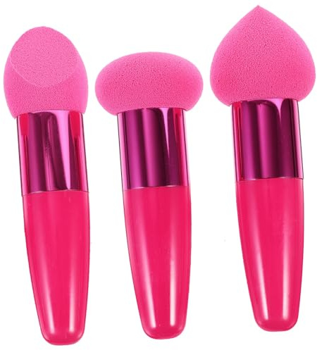 3 Stück Latex Make Up Schwämme mit Griff für Concealer und Foundation | Präzise Anwendung, Weniger Produktverlust, für Beauty Salon und Arbeiten, für Frauen