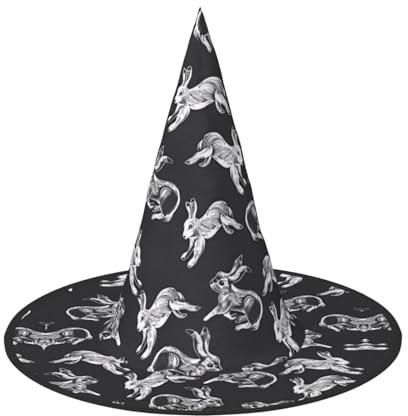 ZHAOUR 1 x Halloween-Hut – Hasen-Druck, Hexen-Dekoration, Party, Cosplay, Rollenspiele, Karneval, Maskerade-Zubehör