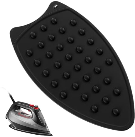 Silicone Iron Rest Pads, Multipurpose Heat Resistant Mat Iron Pad Ironing Mat for Ironing Board, Protective Pads Resting Plate for Hot Flat Irons Curling Wands, Hot Tool Holder (Black)
