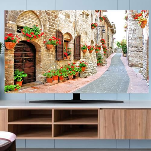 Serenitison Outdoor TV Monitorabdeckung,TV Abdeckung Outdoor,Fernseher Bildschirmschutz Abdeckung,für Fernseher auf Terrasse,Balkon,Garten,wasserdicht,für Aufhänger,Schreibtisch,Flachbildfernseher