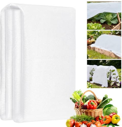 AOOWU Voile d'hivernage pour Plantes et Cultures, 2 * 5M Voile Hivernage Exterieur, 30g/m² Épaissi d'hivernage, Toison non-tissée de protection hivernale Protège Plantes, Fleurs et Légumes Froid, Gel