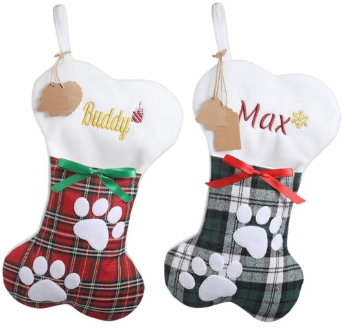 Sleeleece Weihnachtsstrumpf Personalisiert Hund Katze,Nikolausstrumpf mit Namen,15.75” Großer Weihnachtsstrumpf Christmas Stockings für Feiertags,Familienparty,Dekoration